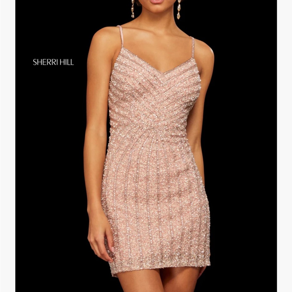 Sherri Hill cocktail beaded rhinestone dress 53060